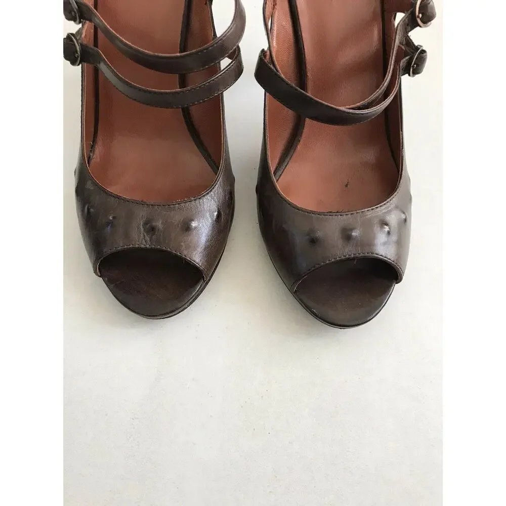 Max Studio Xpand Leather Peep Toe Heels